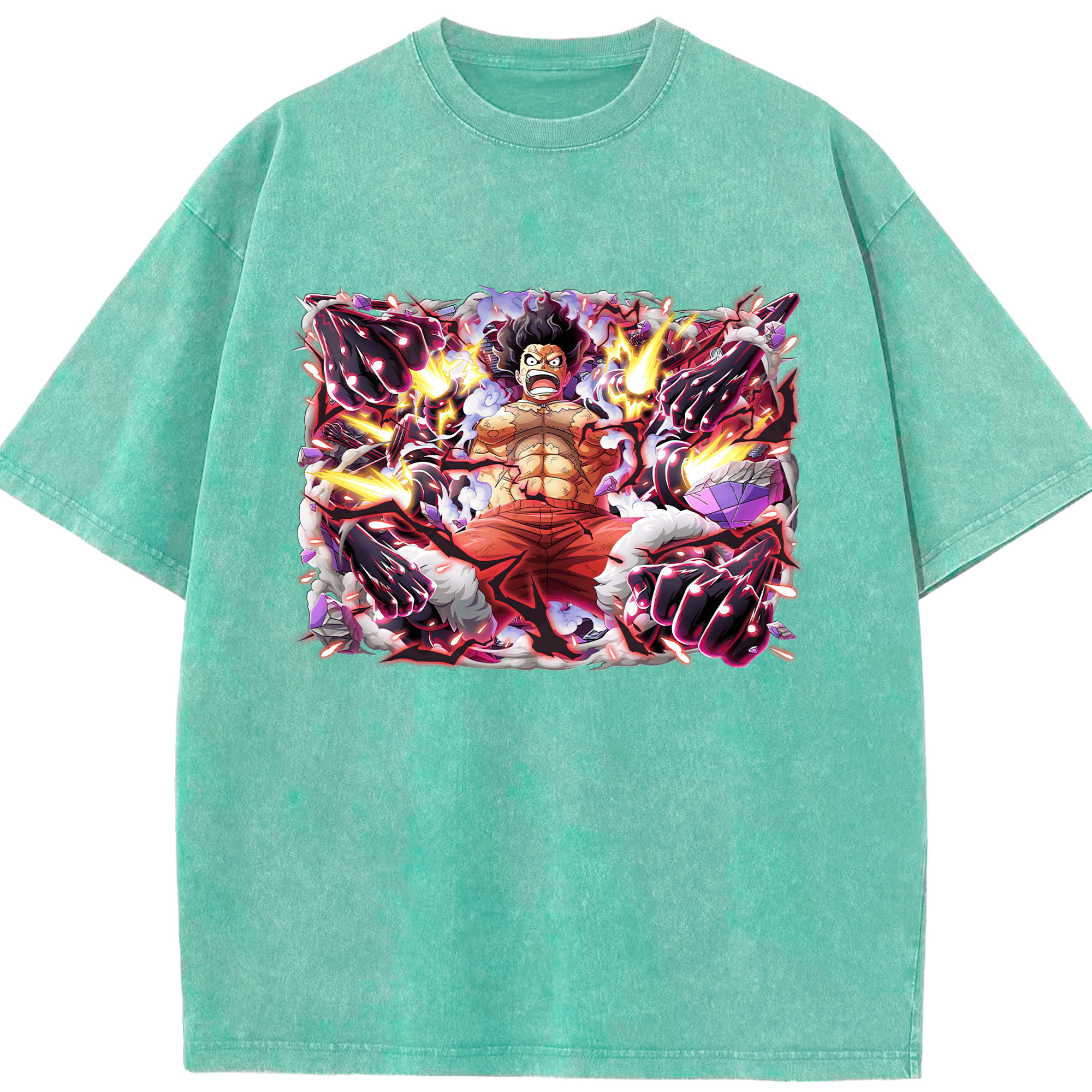 ワンピース モンキー・D・ルフィ ONE PIECE Monkey D. Luffy 綿100% ヴィンテージ風 半袖Tシャツ（フロントプリント）